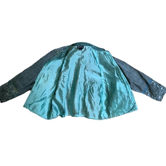 Retro BOHO VTG Embroidered Beaded Mixed Media Statement Jacket Sz S 82G - Picture 6 of 14